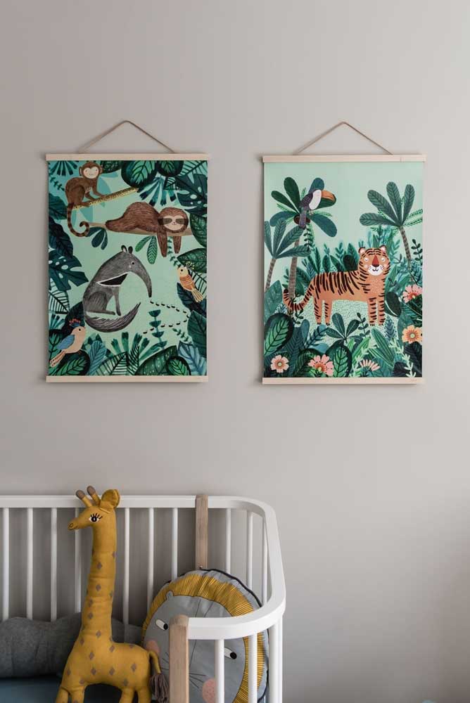 Enfeite de parede para quarto de bebê com tema safari