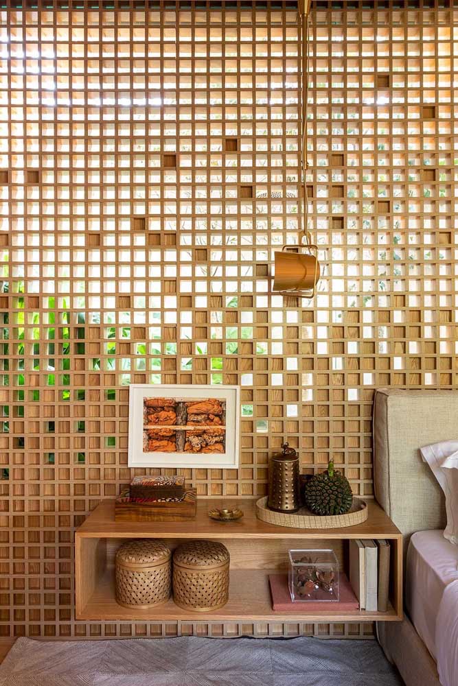 Lado interno de muro bonito e simples feito com elementos vazados