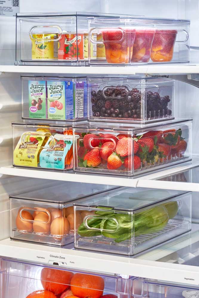 Porta mantimentos de acrílico para geladeira: visualize tudo o que tem lá dentro