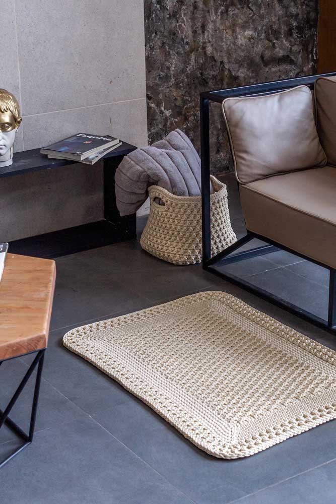 Bico de crochê para tapete retangular e moderno: simples e bonito
