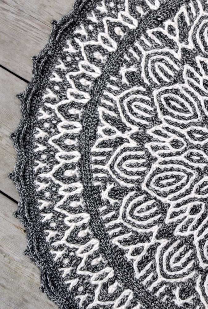 Bico de crochê simples para tapete duas cores