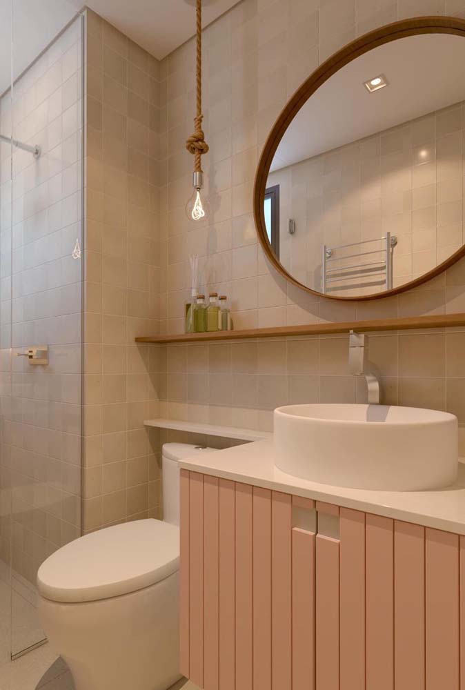 Pia de porcelanato para banheiro simples: bonita e funcional para o espaço reduzido