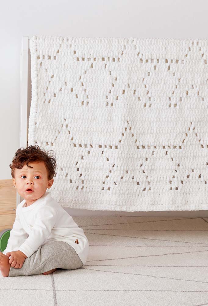 Tapete de crochê estrela quadrado para o quarto do bebê