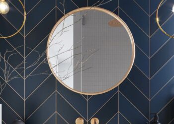 50 banheiros com metais e detalhes dourados