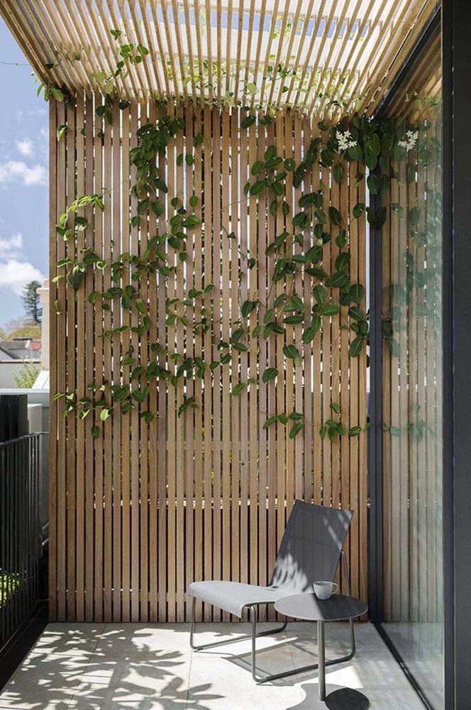 Pergolado elegante para varanda externa com plantas: uma excelente combinação