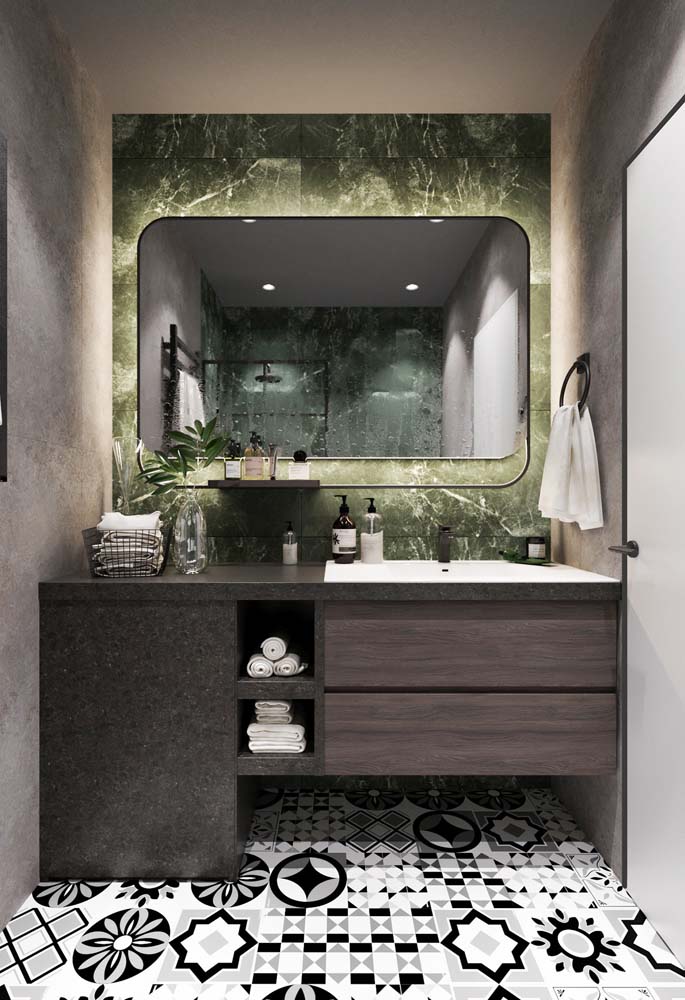 Revestimento verde de mármore para o banheiro moderno e sofisticado