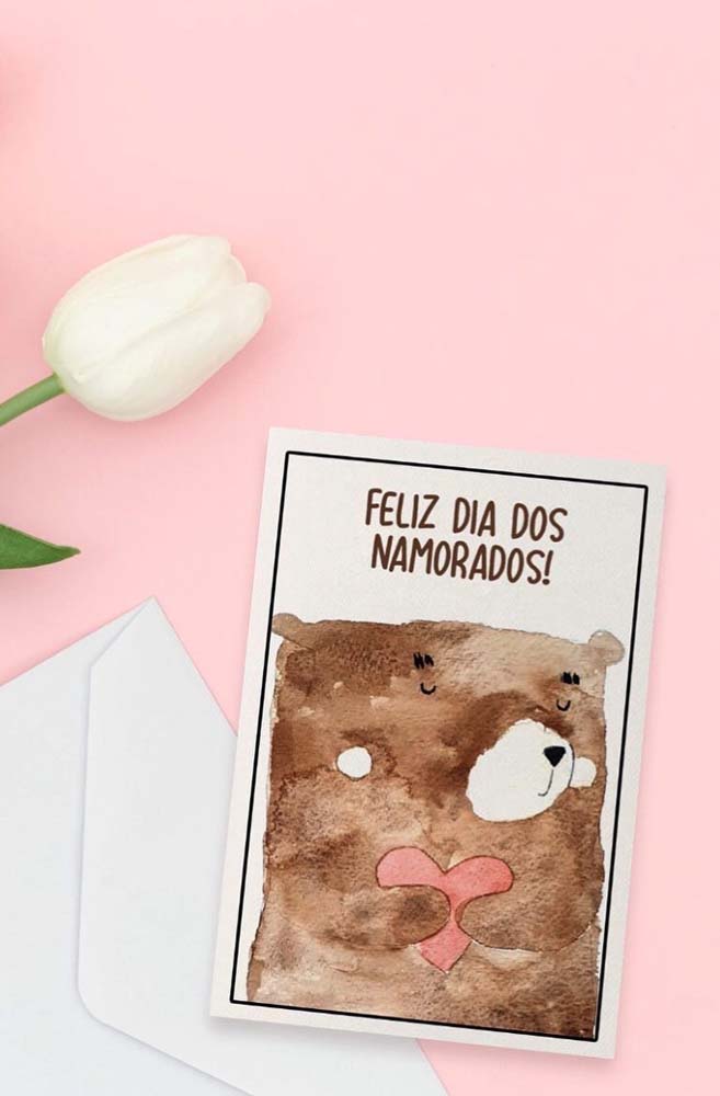 Um ursinho fofo para ilustrar o cartão de dia dos namorados