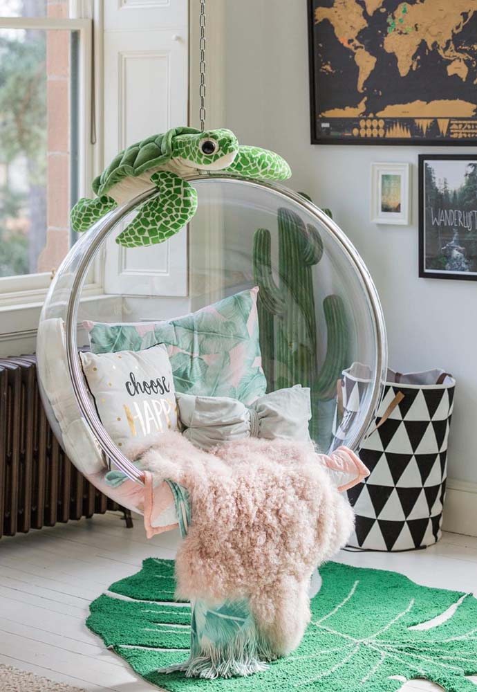 Um toque tropical descontraído para a bubble chair