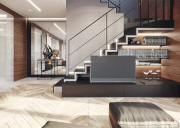 Sala com escada: 60 projetos incríveis com dicas profissionais